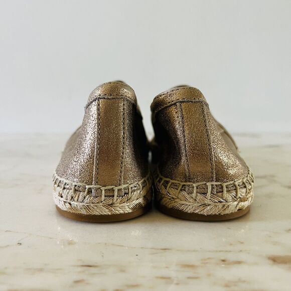COACH Casey Metallic Gold Leather Slip-On Espadrille Flats - US 8 - Picture 9 of 10